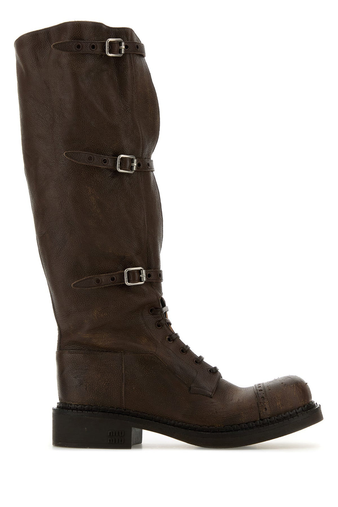 Brown leather boots