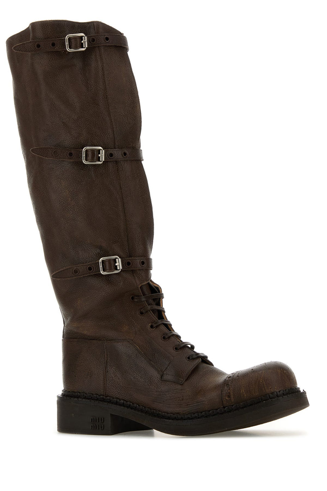 Brown leather boots