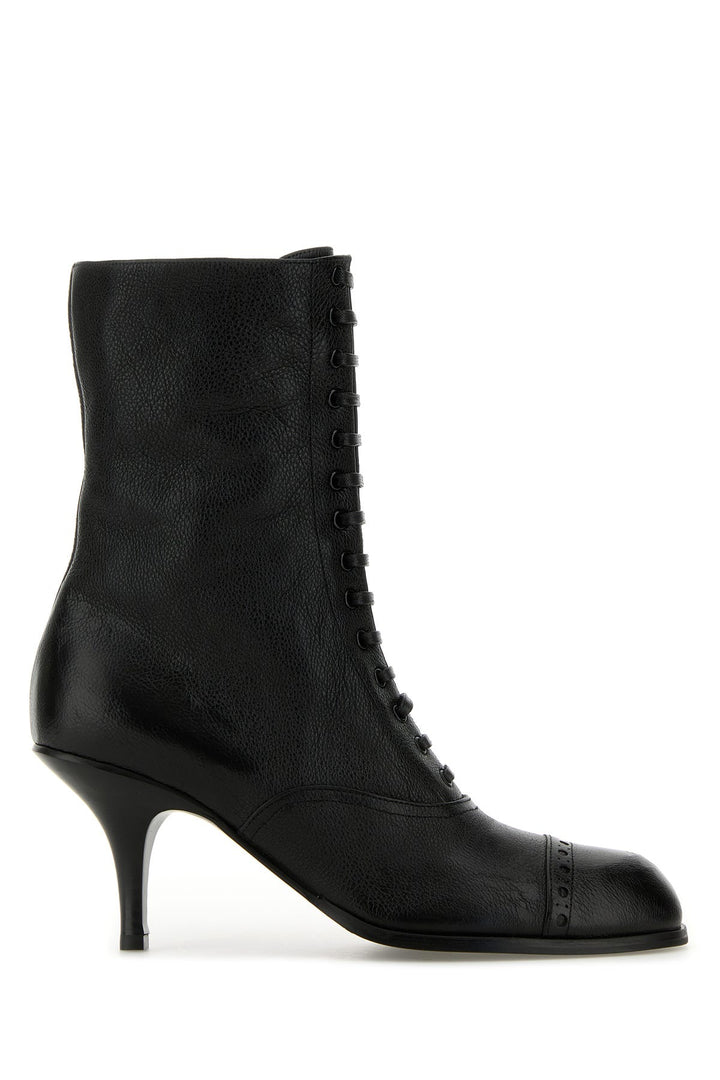 Black leather ankle boots