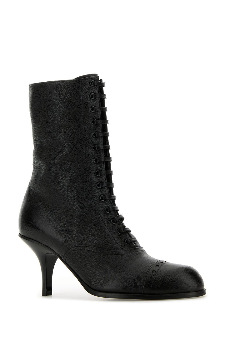 Black leather ankle boots