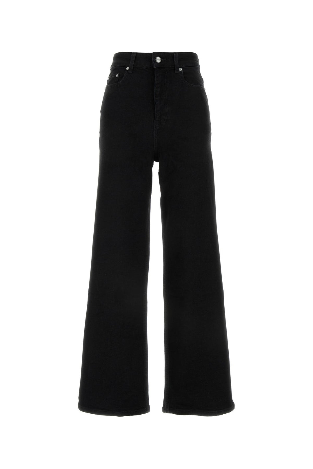 Black stretch denim wide-leg jeans