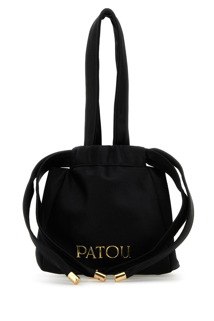 Black satin bucket bag