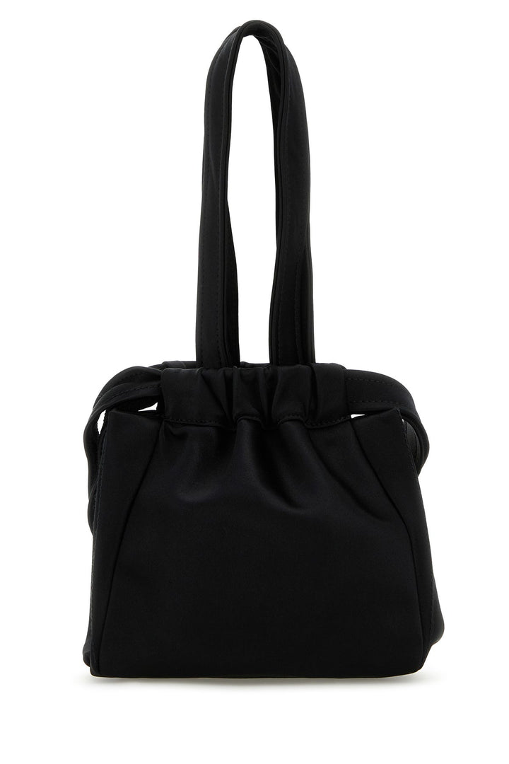 Black satin bucket bag