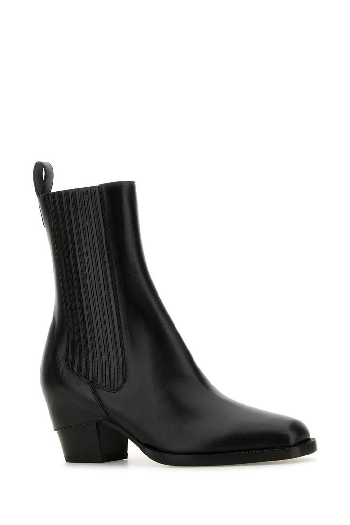 Black leather ankle boots