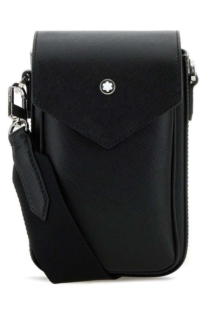 Black leather Messenger crossbody bag