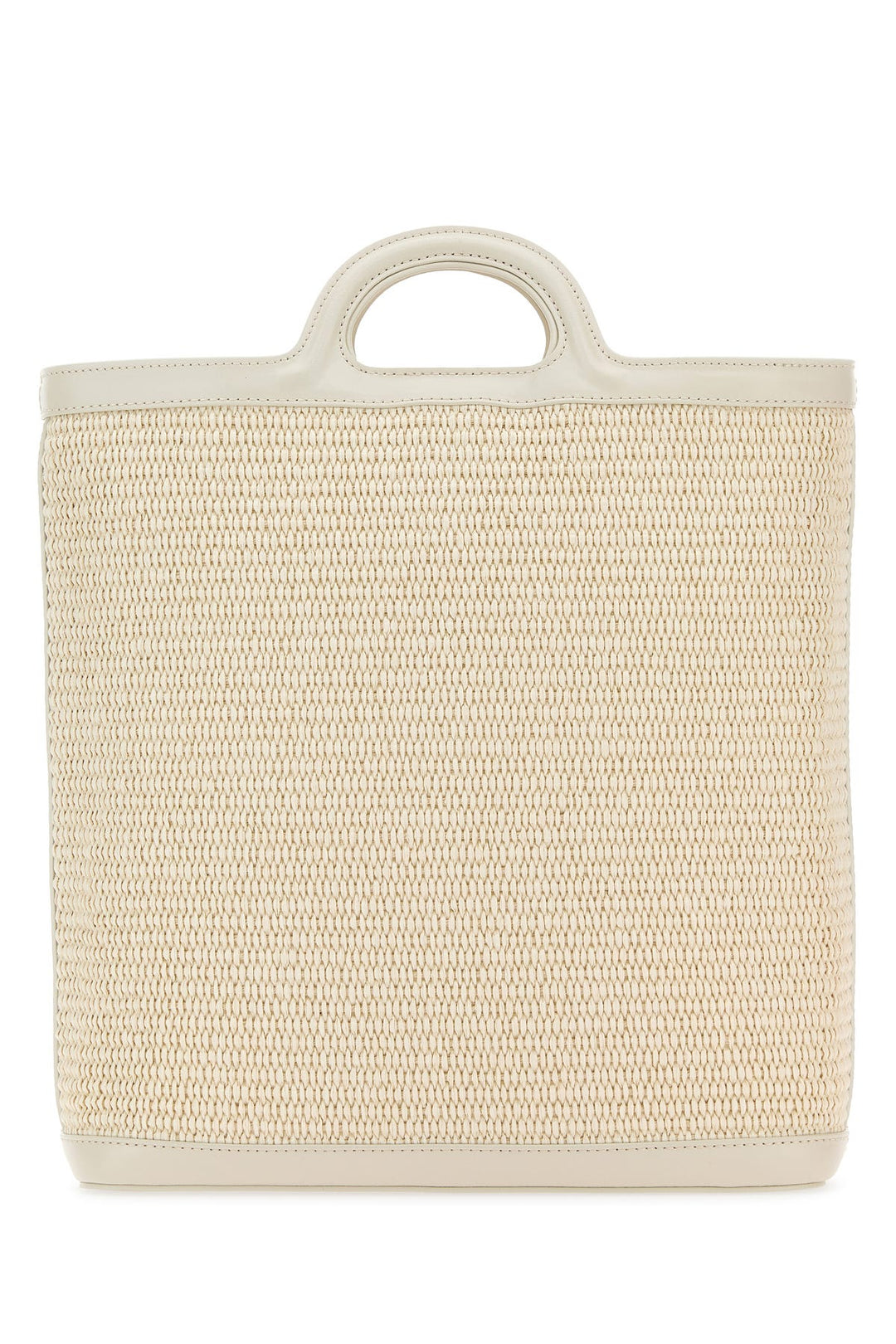 Ivory raffia and leather Tropicalia bucket bag