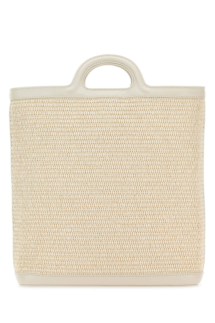 Ivory raffia and leather Tropicalia bucket bag