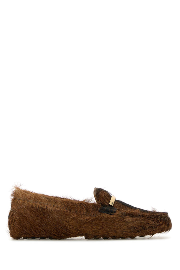 Caramel calf hair loafers