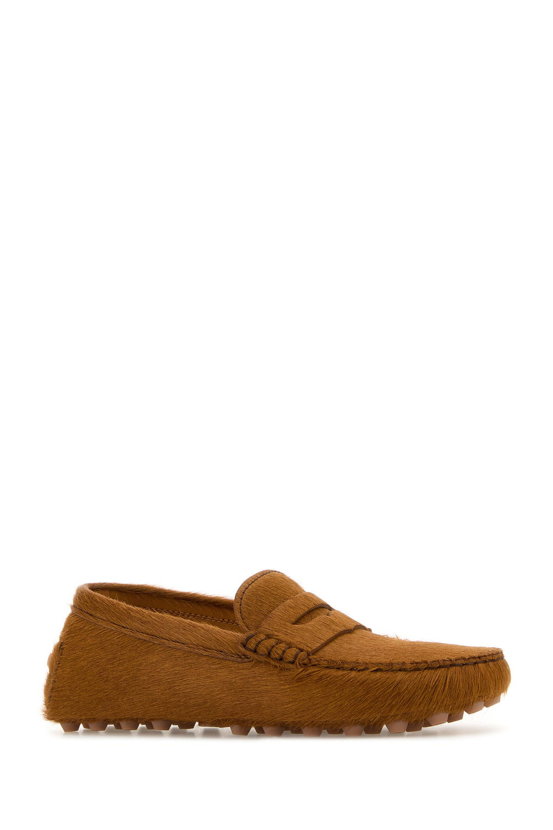 Caramel calf hair loafers