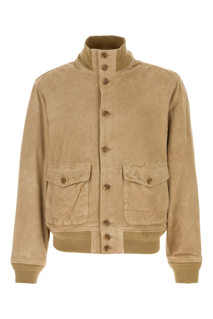 Camel suede bomber jacket