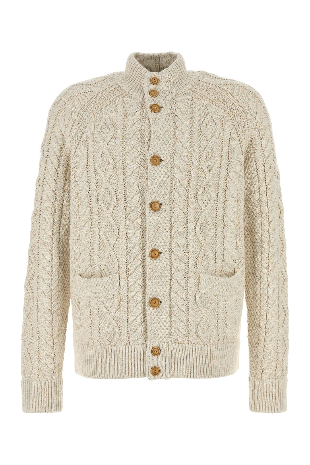 Melange sand cotton cardigan