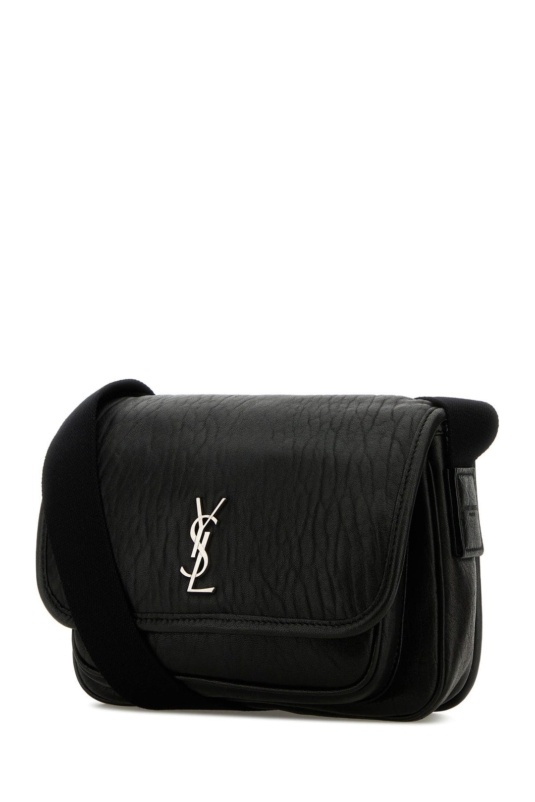 Black leather small Messenger crossbody bag