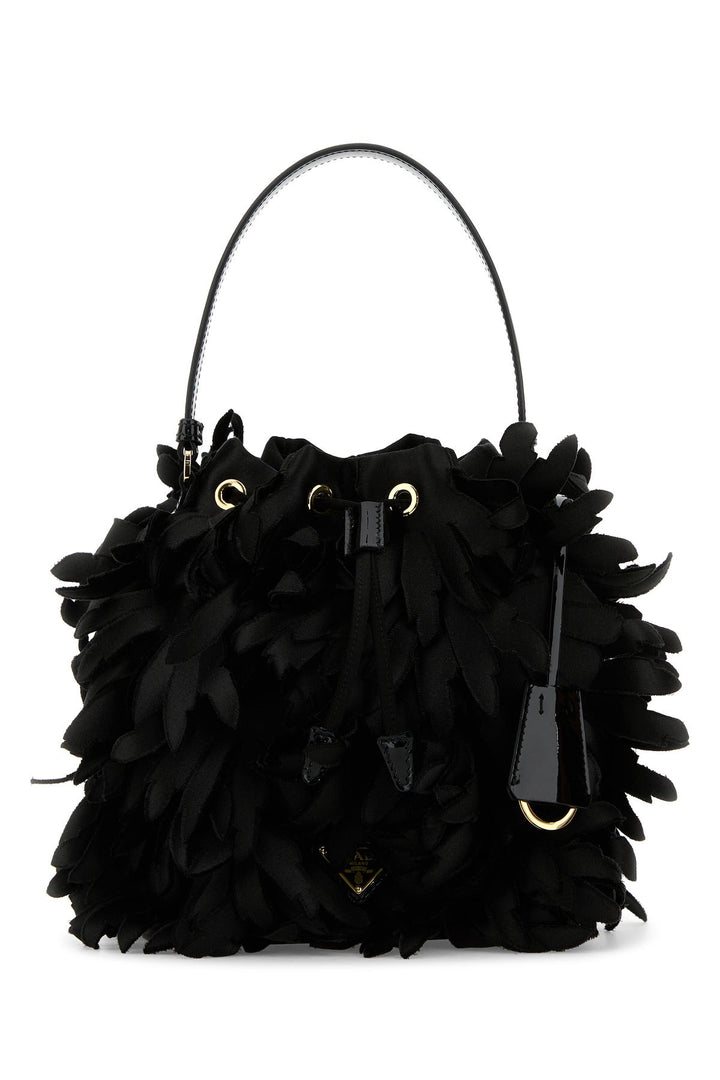 Embellished satin mini bucket bag