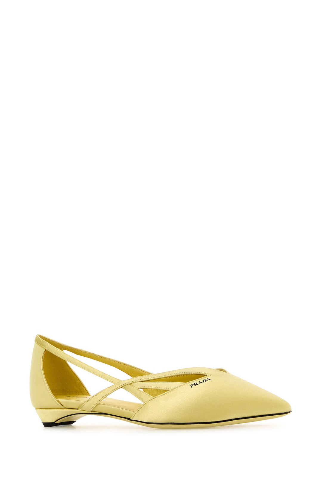 Pastel yellow satin ballerinas