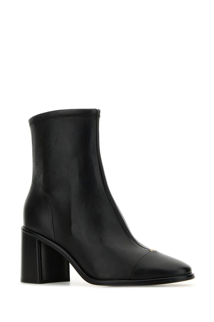 Black leather ankle boots