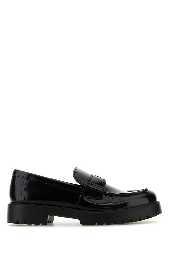 Black leather loafers