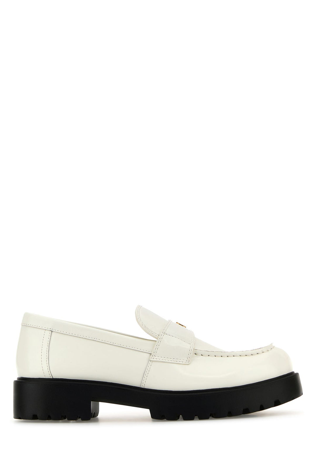 White leather loafers