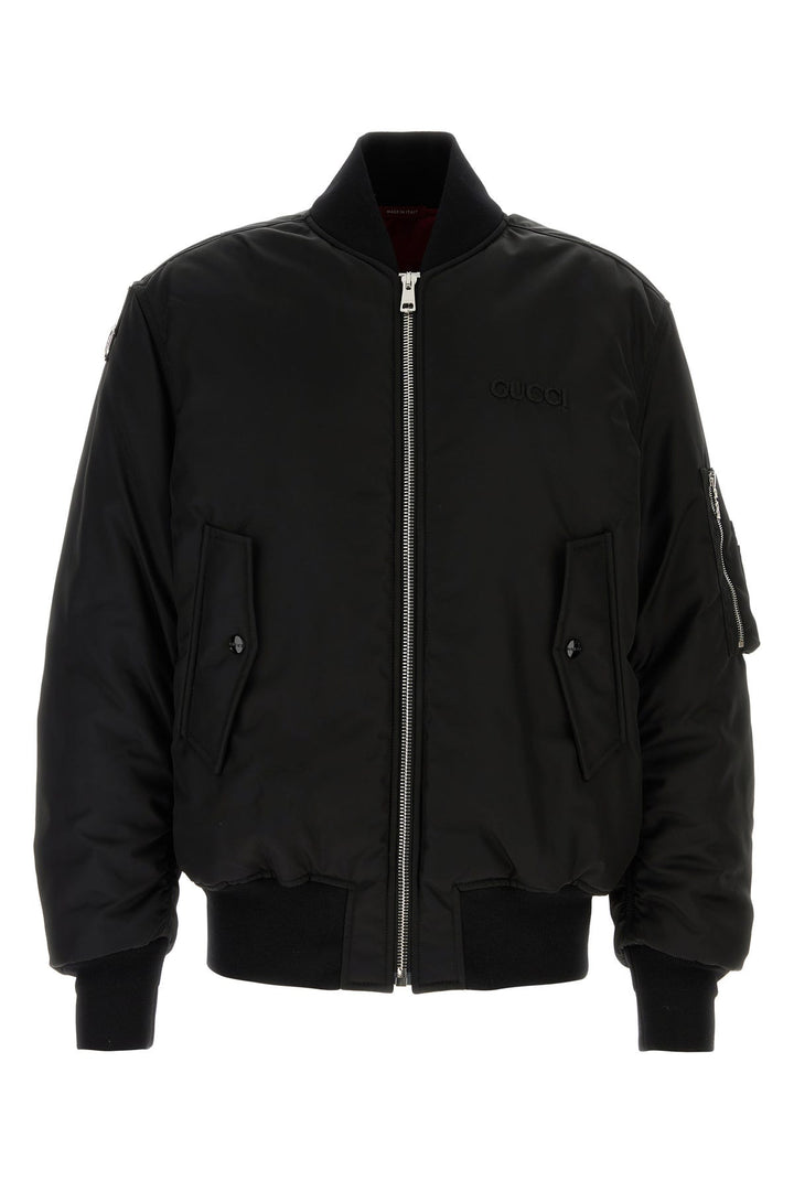 Black nylon bomber jacket