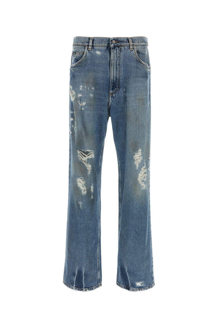 Denim wide-leg jeans