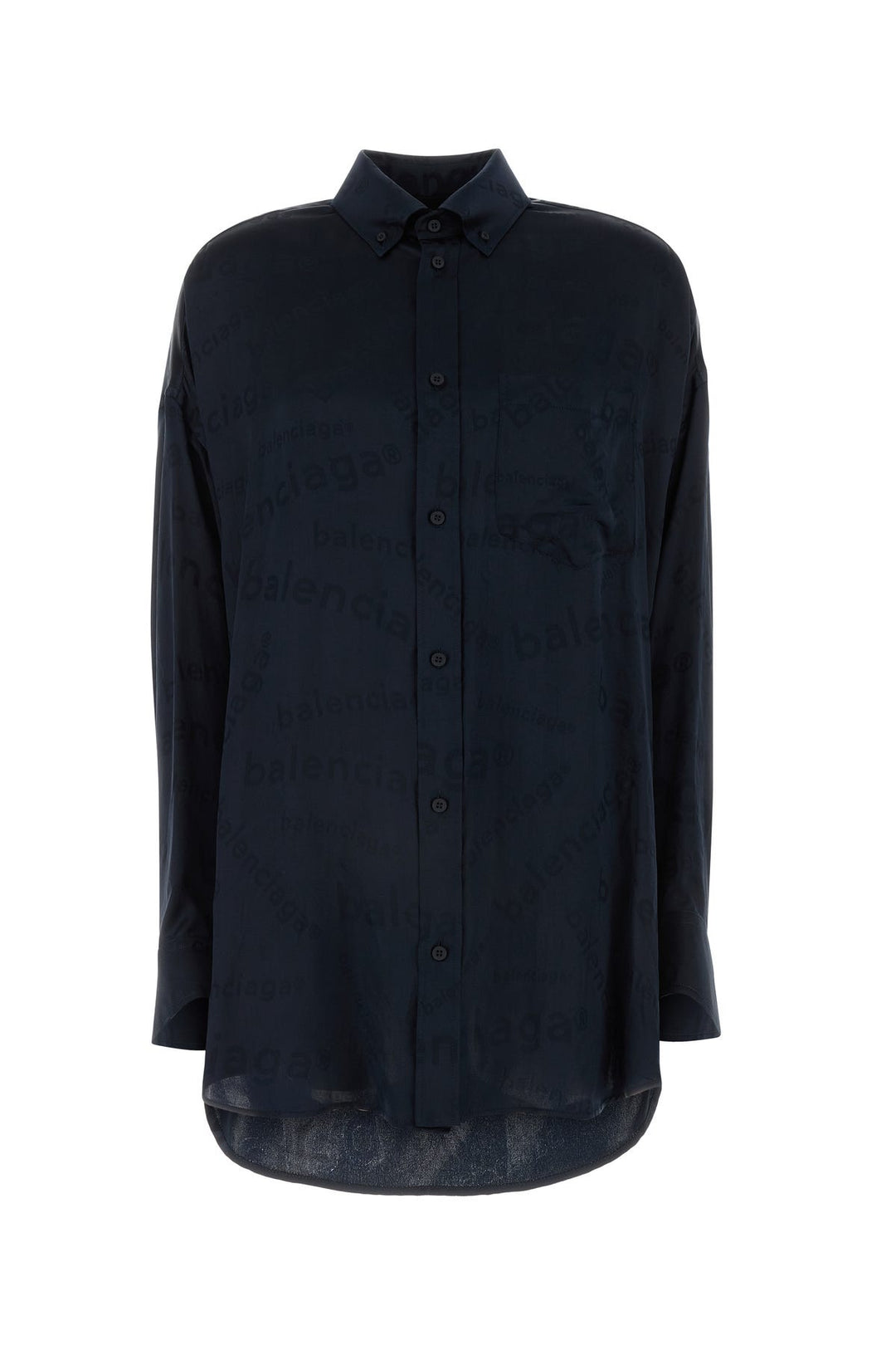 Midnight blue silk oversize shirt