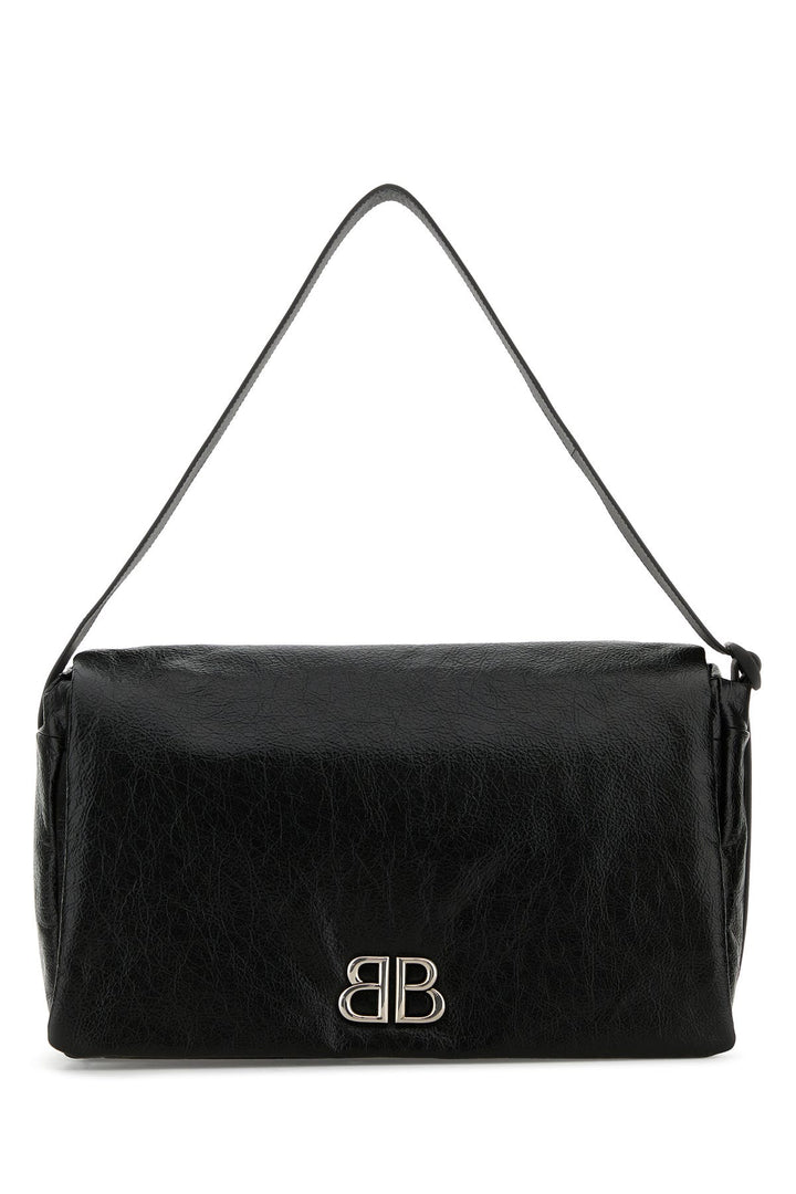 Black leather medium Monaco crossbody bag