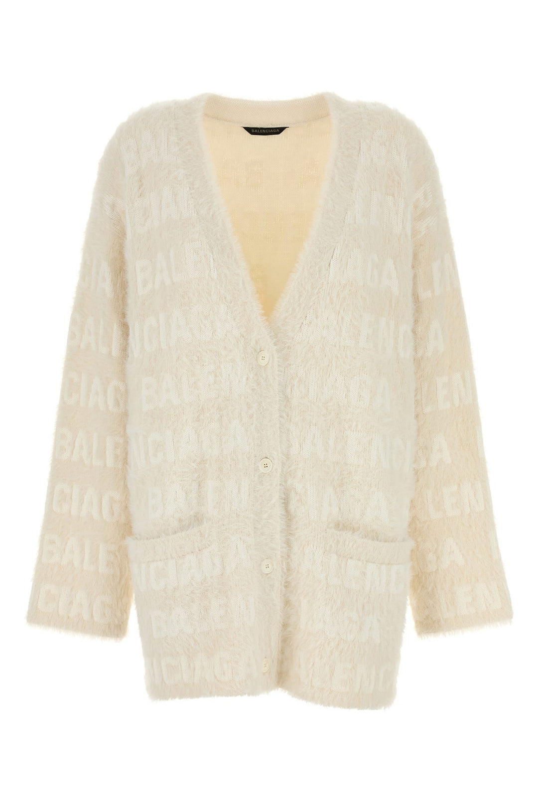 Embroidered wool blend cardigan