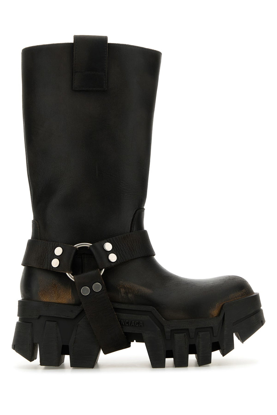 Black leather Bulldozer boots