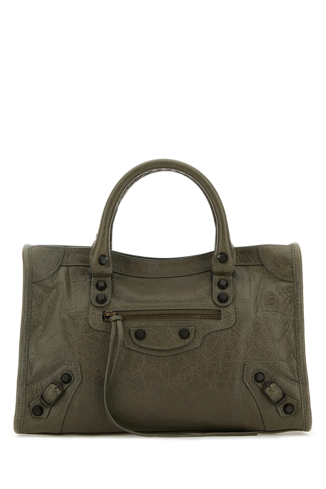 Army green leather small Le City handbag