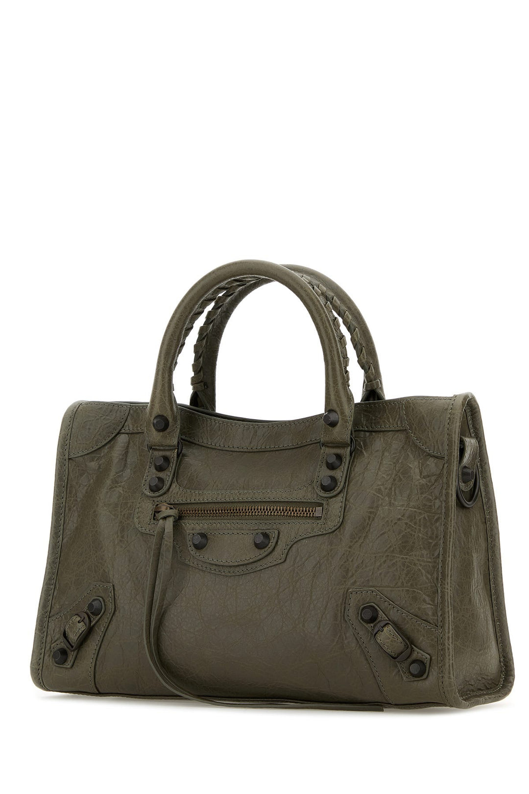 Army green leather small Le City handbag