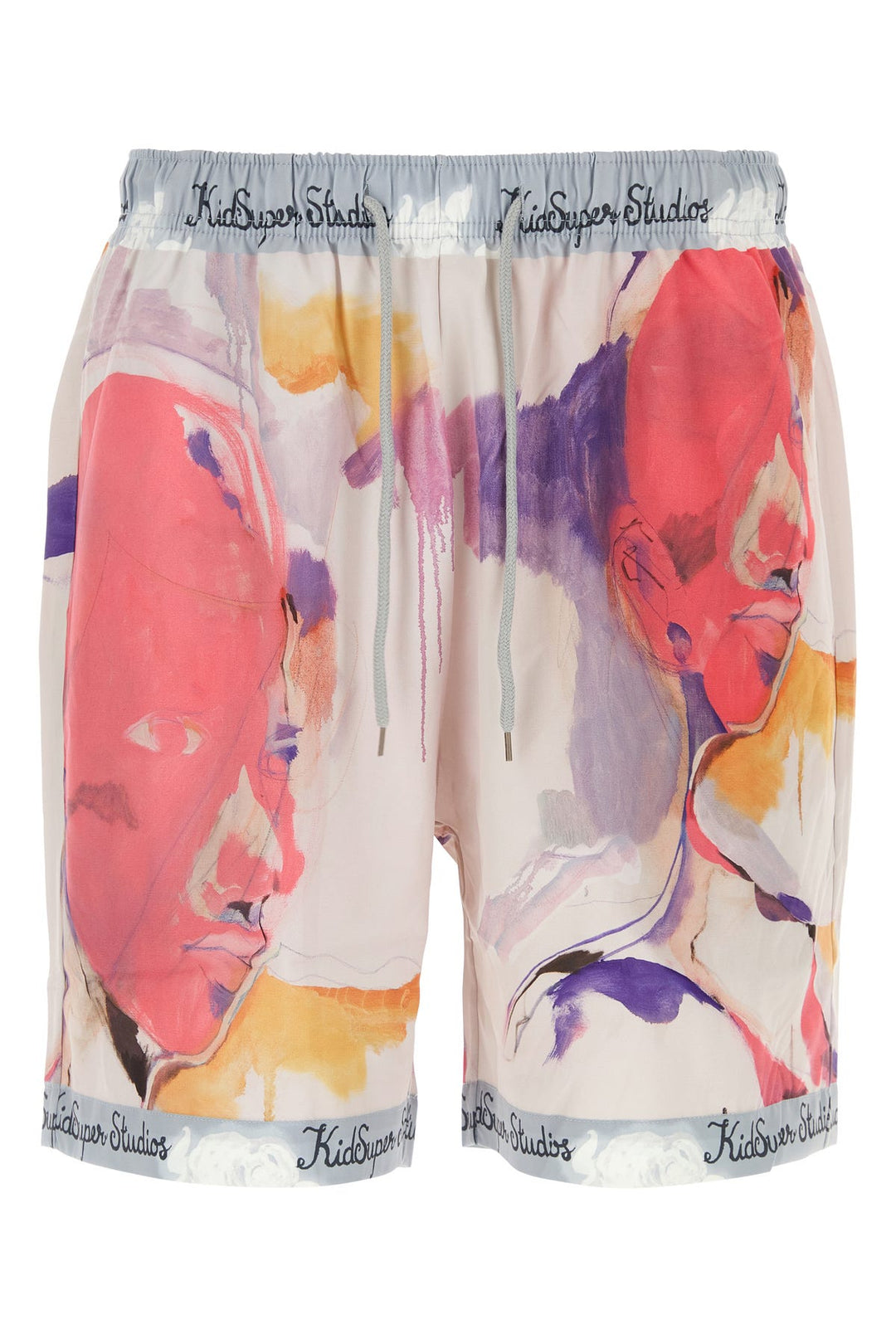 Printed stretch polyester bermuda shorts