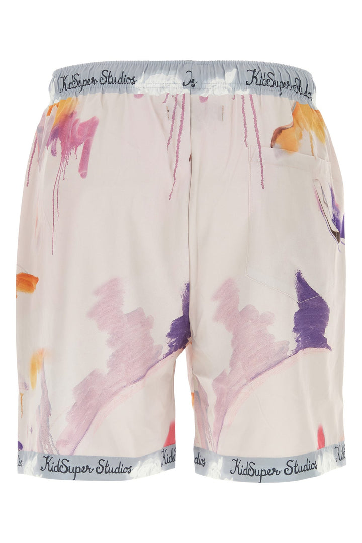 Printed stretch polyester bermuda shorts