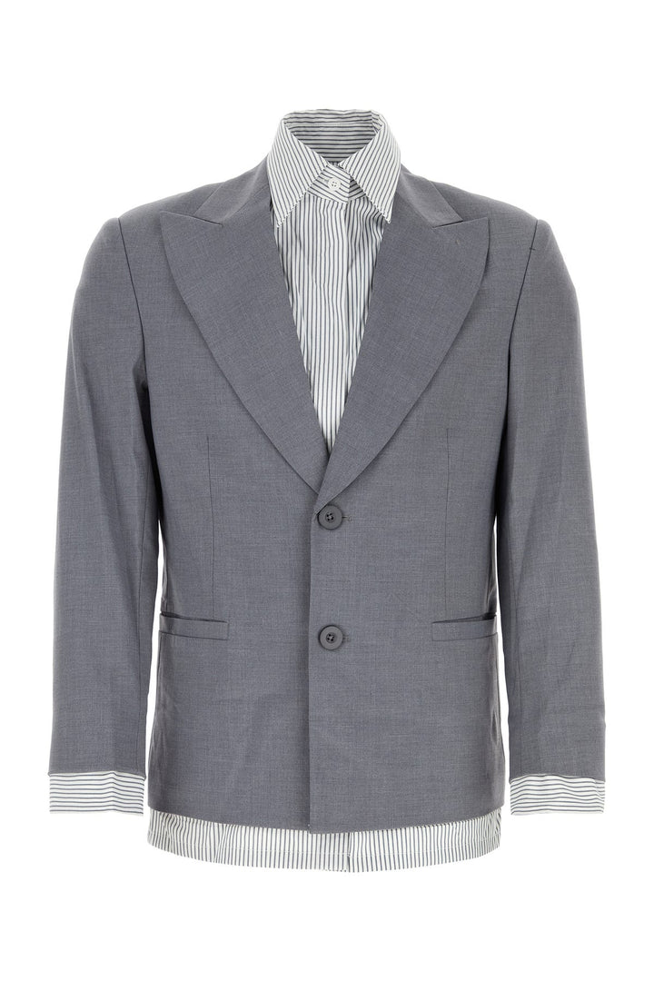 Grey stretch polyester blend blazer