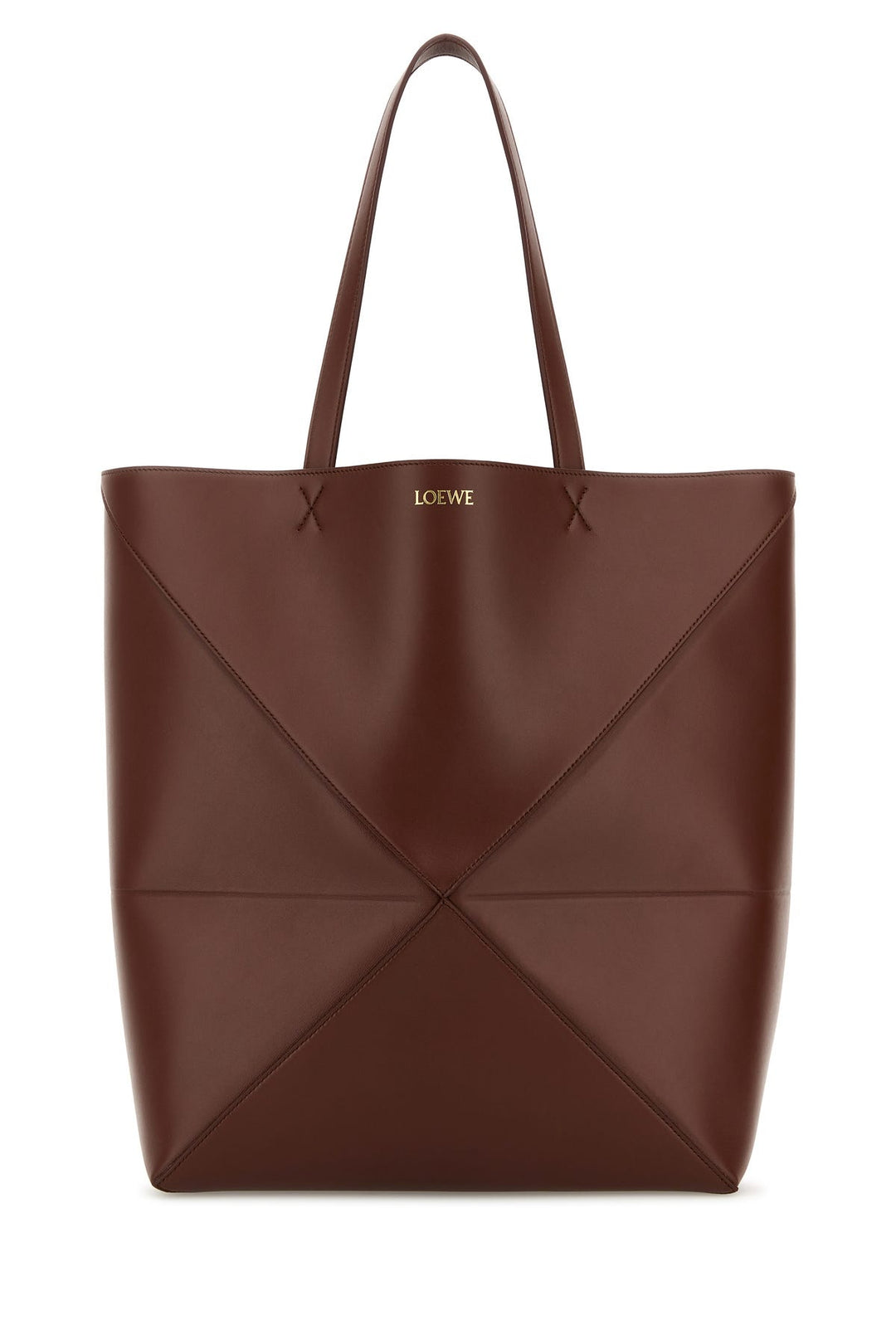 Brown leather large Puzzle Fold shopping bag