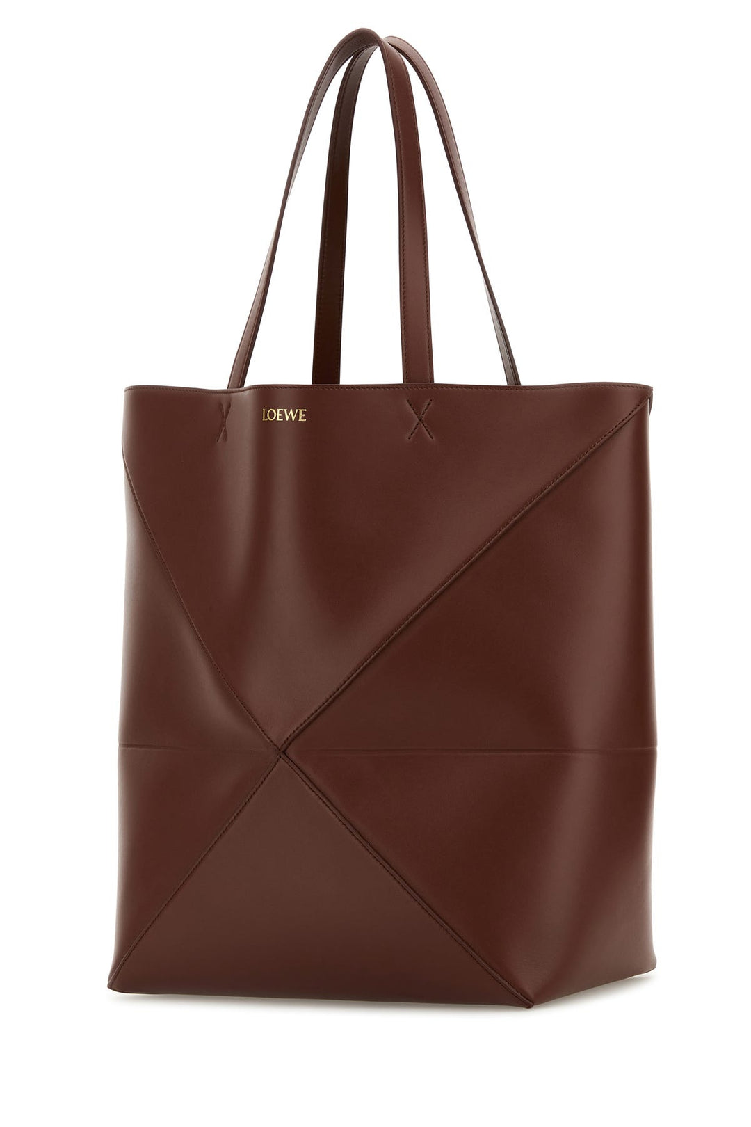 Brown leather large Puzzle Fold shopping bag