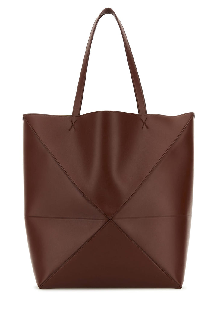 Brown leather large Puzzle Fold shopping bag