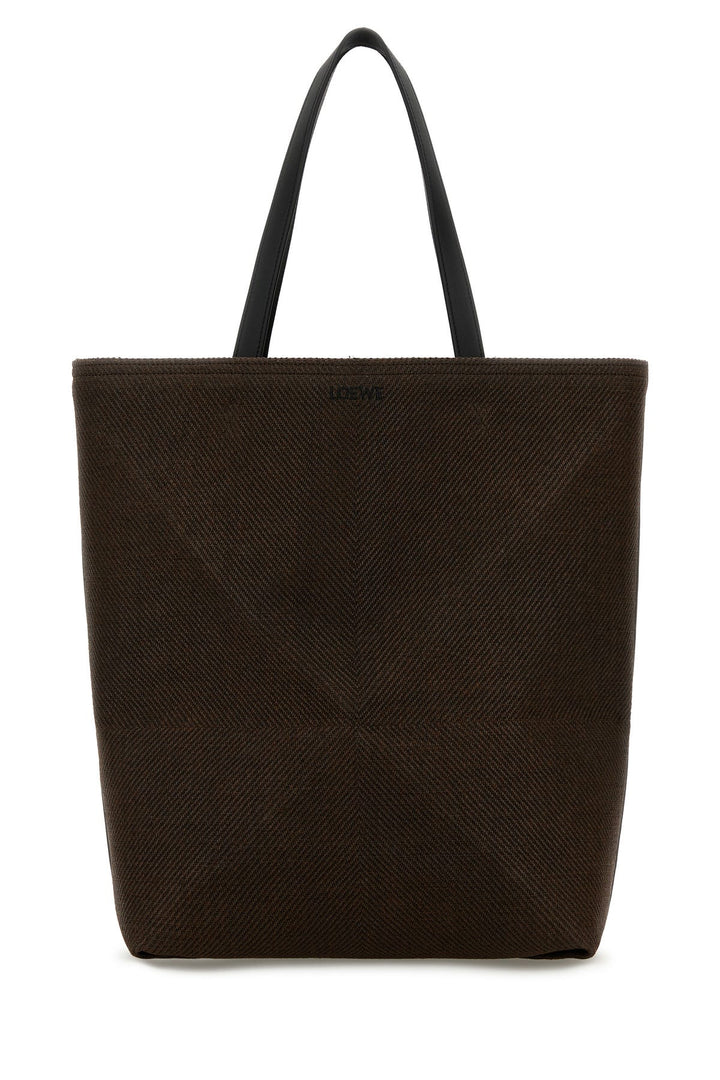 Dark brown canvas large Puzzle Fold shopping bag