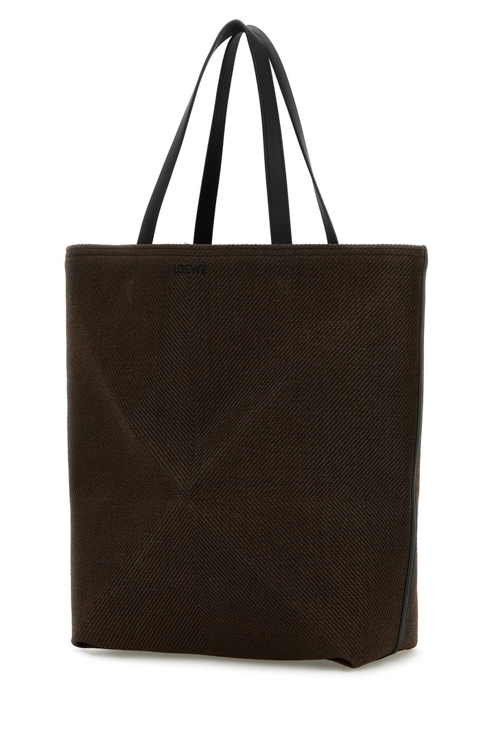 Dark brown canvas large Puzzle Fold shopping bag