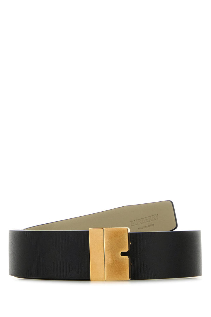 Black leather reversible belt