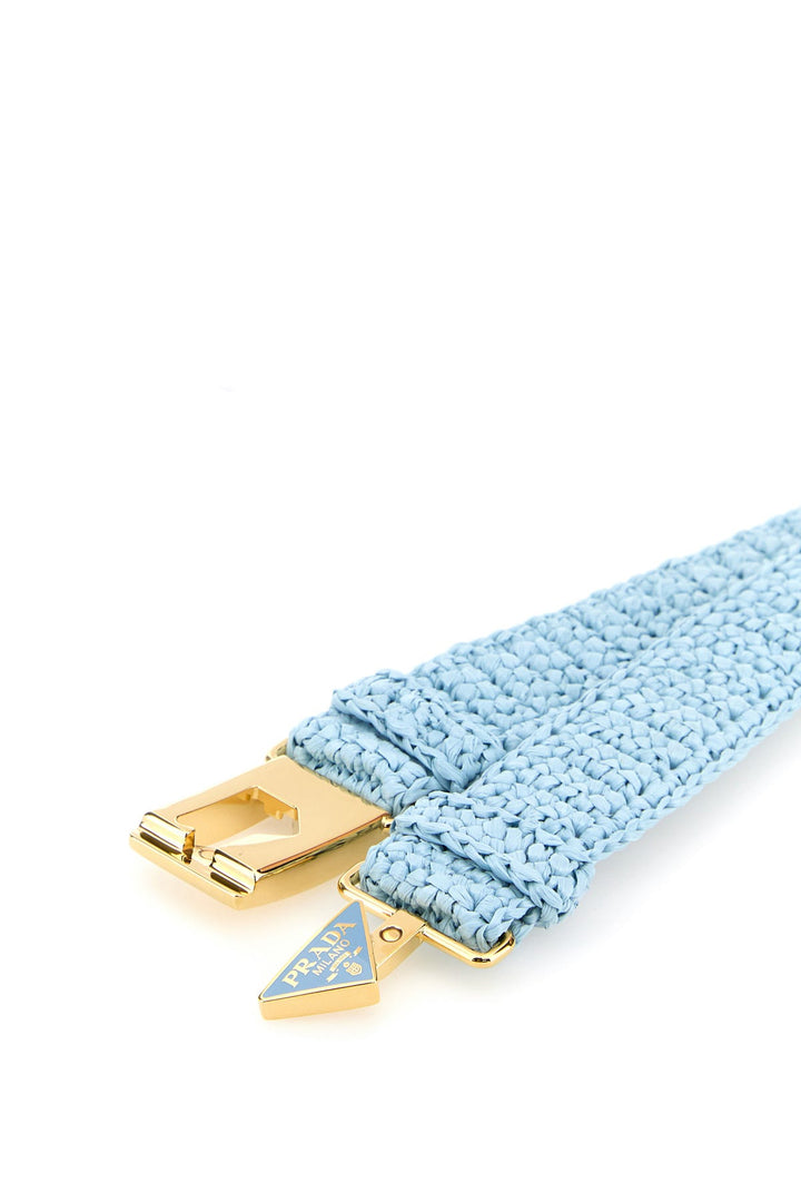 Light blue raffia belt