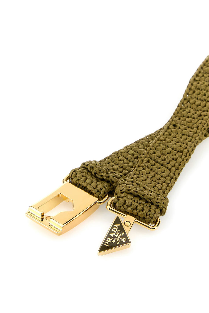 Khaki raffia belt