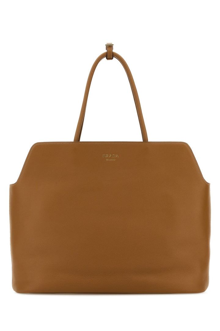 Caramel leather shopping bag