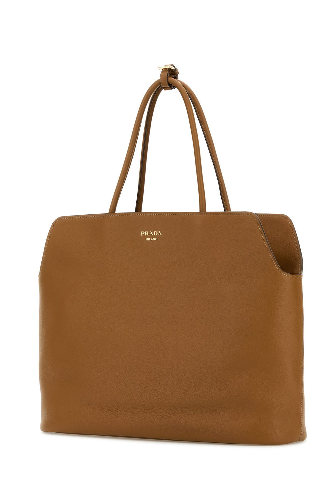 Caramel leather shopping bag