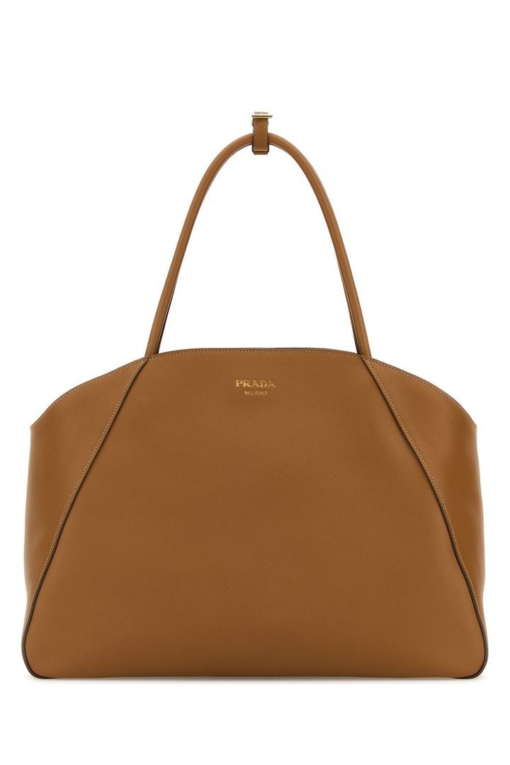 Caramel leather shopping bag