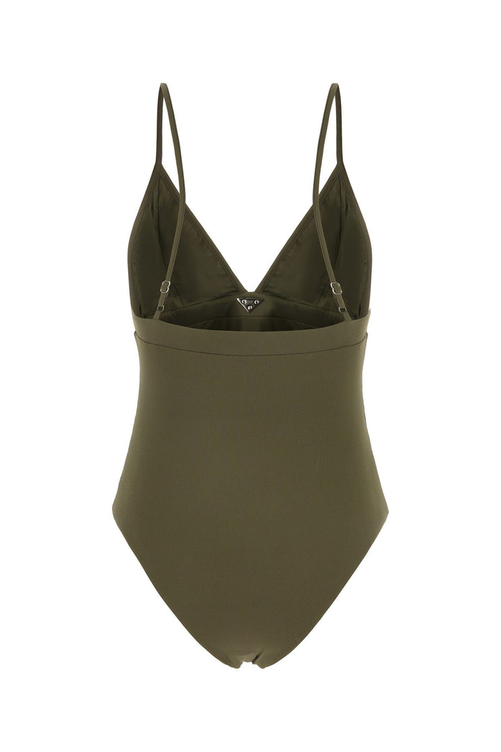 Army green stretch nylon swimsuit