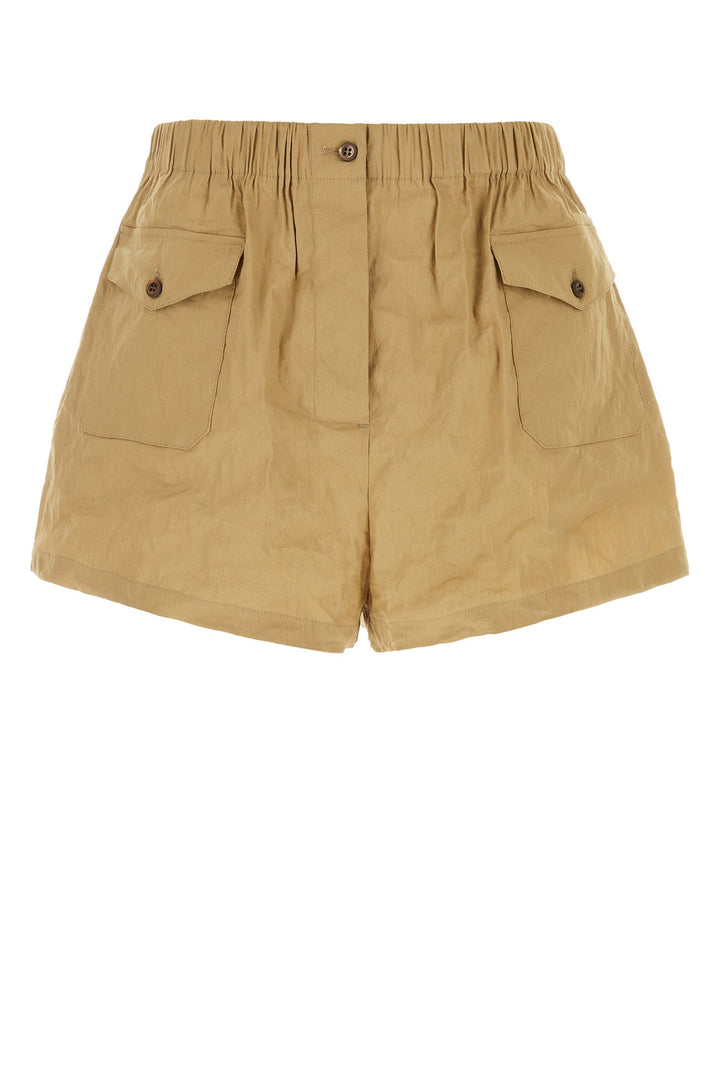 Camel stretch cotton blend shorts