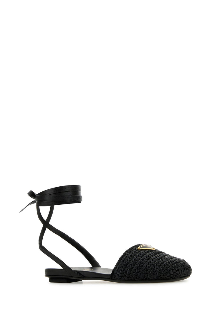 Black raffia sandals