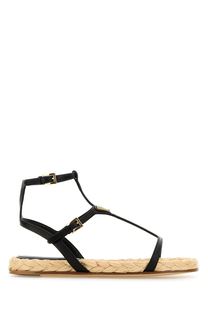 Black leather sandals