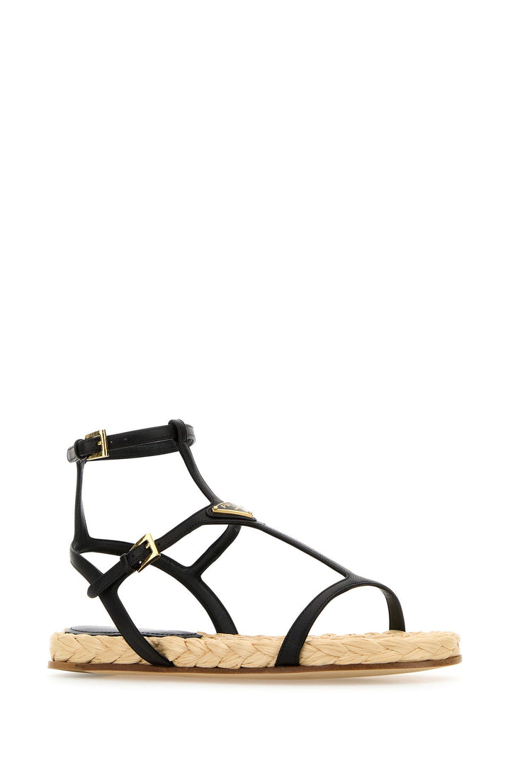 Black leather sandals