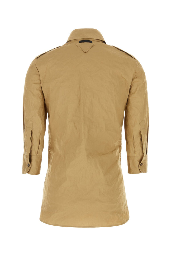 Khaki stretch poplin shirt