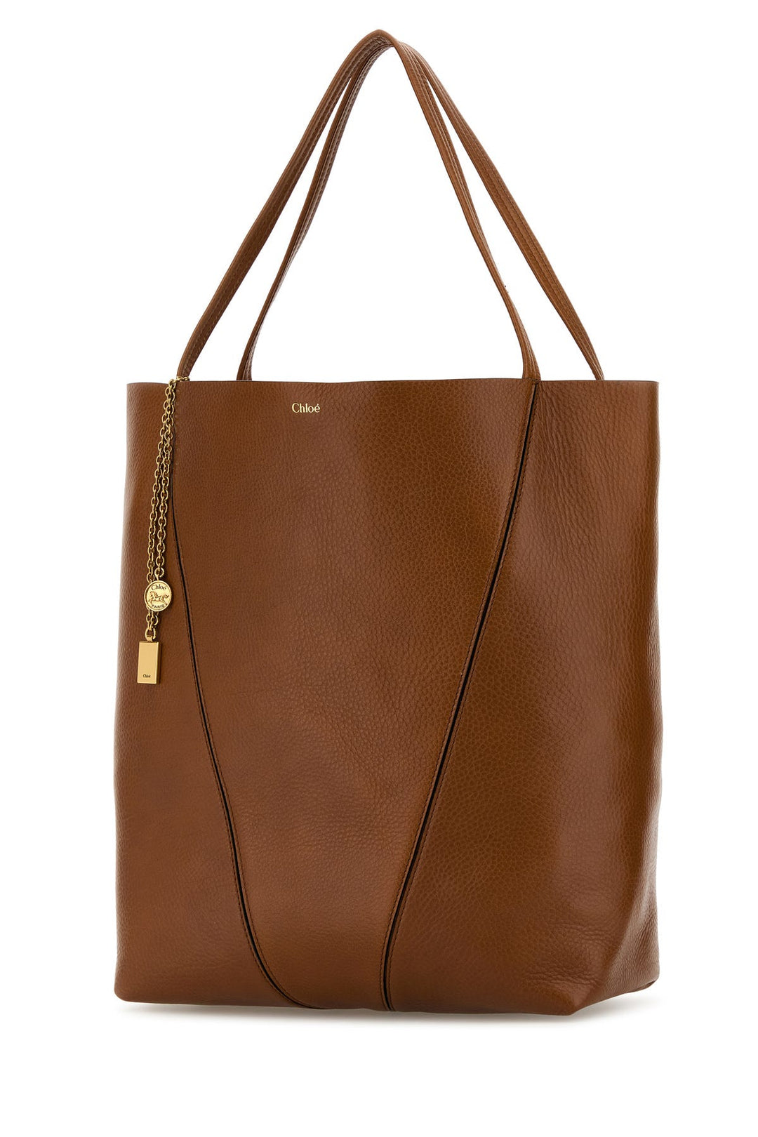 Caramel leather large Spin shopping bag